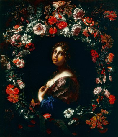 Svatá Agáta zahalená do květinového věnce od Onorio and Scacciati Marinari